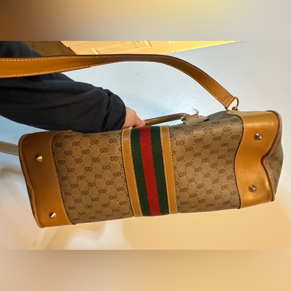 Vintage Gucci Micro GG Web Boston Bag w/ Strap - Picture 4 of 16